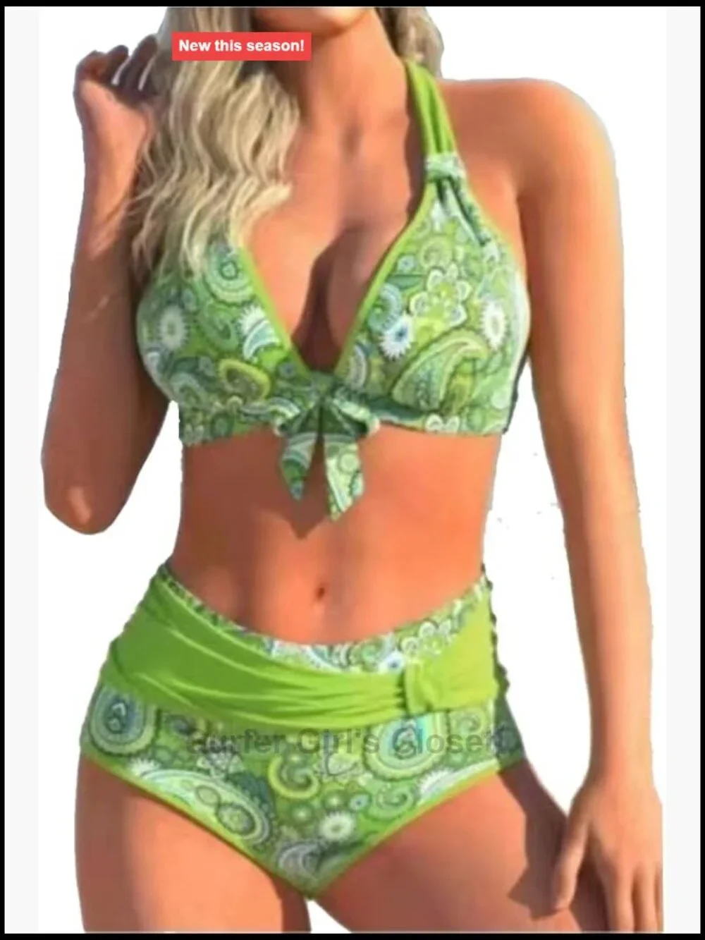 Women's Halter Neck Bikini Set High Waist Full Coverage Swimwear